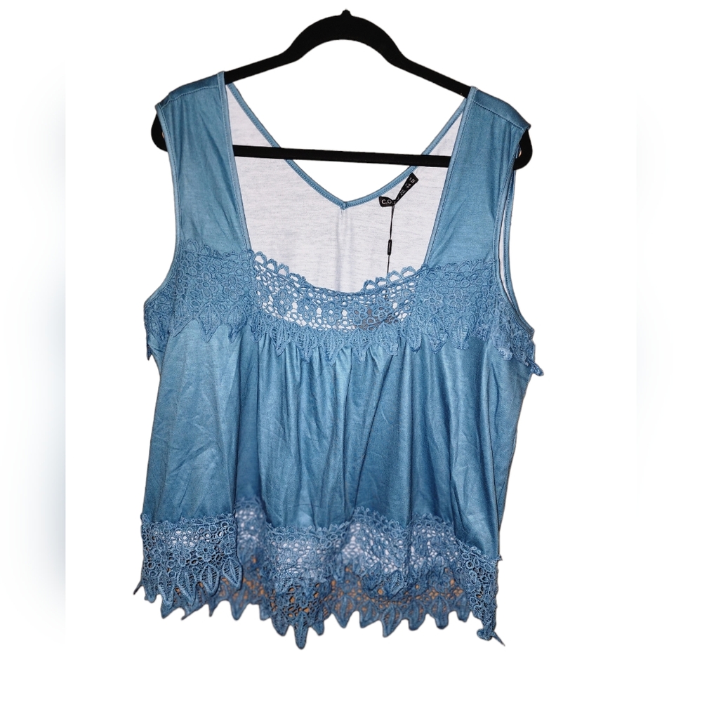 NWT C.O.Z.Y - Casual Blue Cropped Sleeveless Top